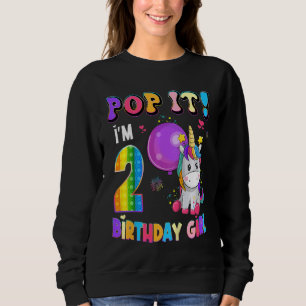 Kids Pop It I'm 2 Years Old Unicorn Girl Fidget 2n Sweatshirt