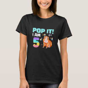 Kids Pop It I'm 5  Guinea Pig  Birthday  Tee