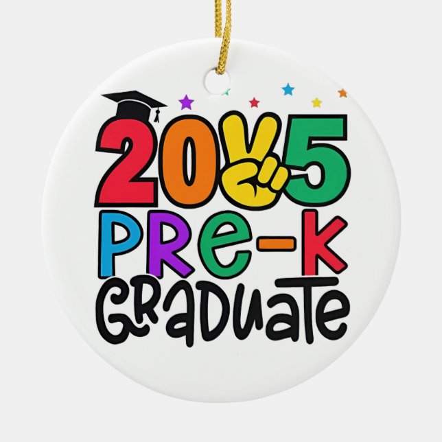 Kids Pre-K Grad 2025 Preschool Prek Graduation Ceramic Tree Decoration (Front)