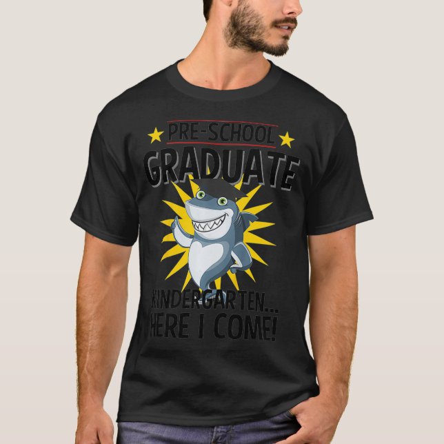 Kids Pre K Graduation s 2019 Funny Shark Grad Gift T-Shirt (Front)