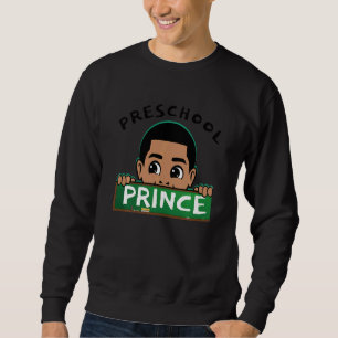 Kids Preschool Prince Back To School Black Boy Mag Sweatshirt