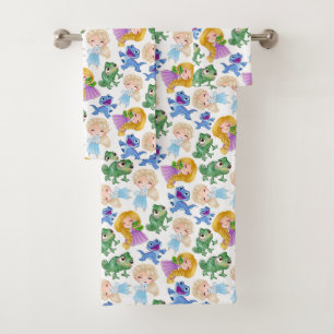 Kids Princess And Lizards  Bath Towel Set