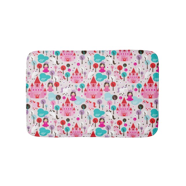 kids princess castle and unicorn bath mat (Front)