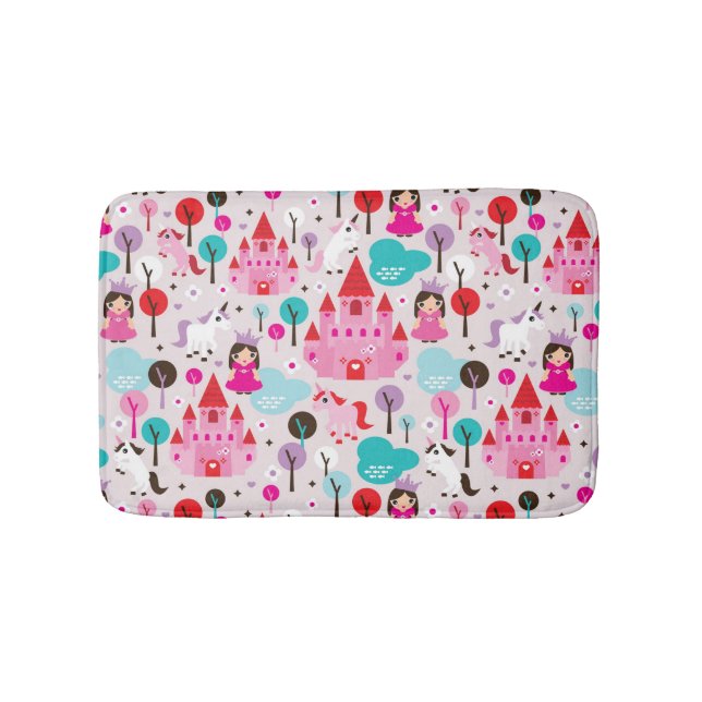 kids princess castle and unicorn bath mat (Front)