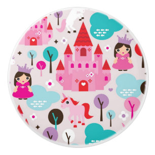 kids princess castle and unicorn ceramic knob