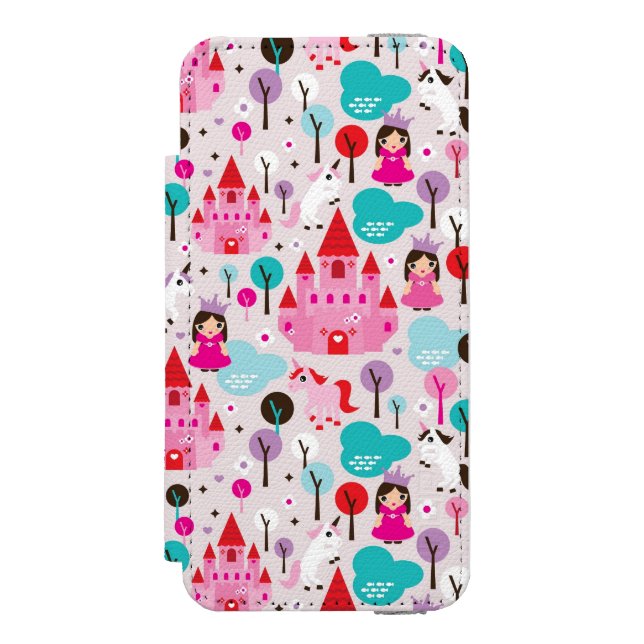 kids princess castle and unicorn incipio iPhone wallet case (Folio Front)