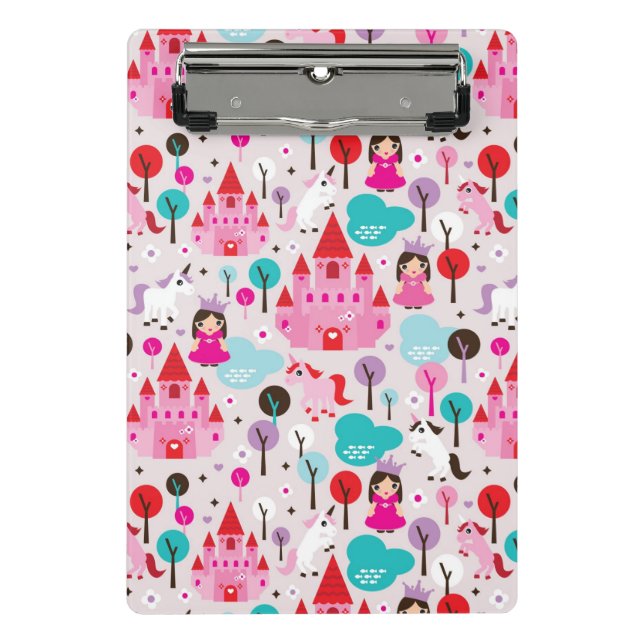 kids princess castle and unicorn mini clipboard (Front)