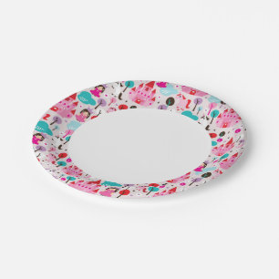kids princess castle and unicorn paper plate