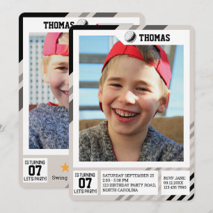 Kids Profile Trading Golf Birthday Photos Invitation