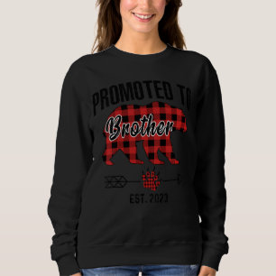 Kids Promoted To Brother 2023 Red Plaid Pajama Buf Sweatshirt