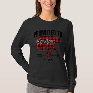 Kids Promoted To Brother 2023 Red Plaid Pajama Buf T-Shirt