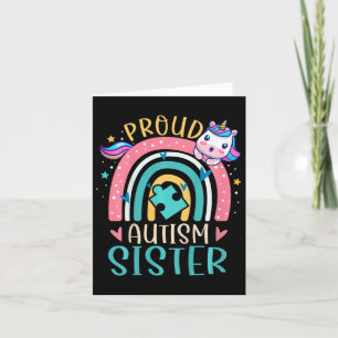 Kids Proud Autism Sister Awareness Cute Unicorn Ra Card