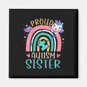 Kids Proud Autism Sister Awareness Cute Unicorn Ra Magnet