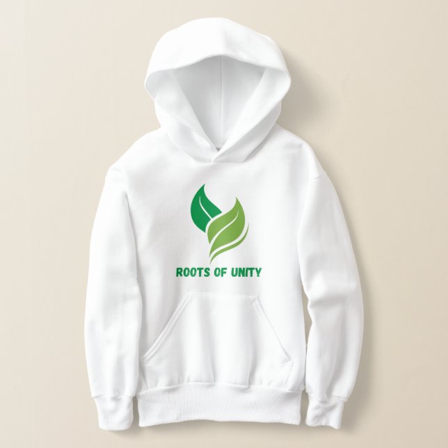 Kids Pullover Hoodie – Roots of Unity Nature Desig (Laydown)