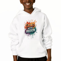 Kids Pullover Hoody - "Grind with Passion" Motivat