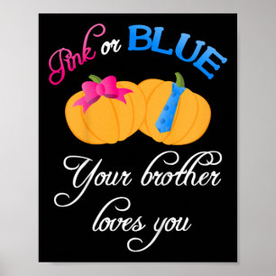 Kids Pumpkin Gender Reveal Your Brother Loves You  Poster