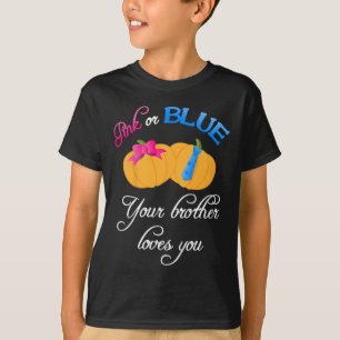 Kids Pumpkin Gender Reveal Your Brother Loves You  T-Shirt