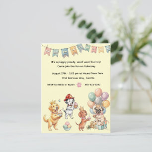 Kids Puppy Pawty Digital Download Party Invitation