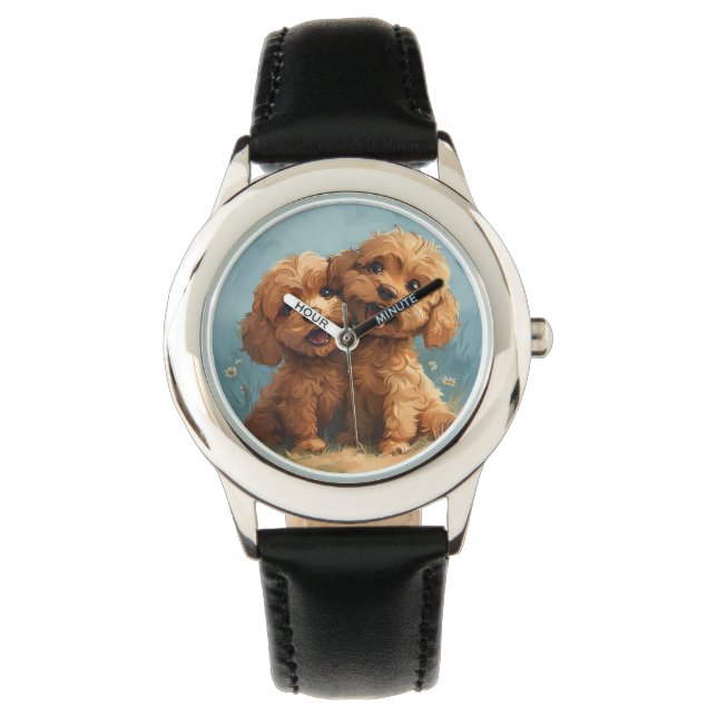 Kids puppy  vintage leather watch (Front)