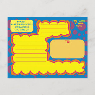 Kids Purple Polka Dots Blue Dizzy Dots Fun Art Postcard