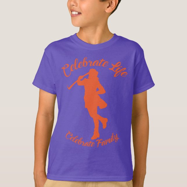 Kids' Purple T-Shirt w/ Orange Silhouette (Front)