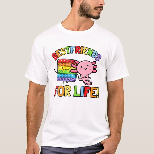 Kids Push Pop It Fidget Toy Kawaii Axolotl Boys Gi T-Shirt (Front)