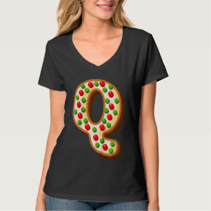 Kids  Q Cutest Capital Christmas Cookie Alphabet L T-Shirt