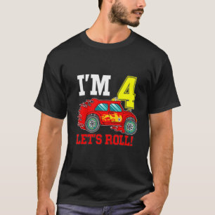 Kids Race Car 4th Birthday Boy 4 Racing Car Driver T-Shirt