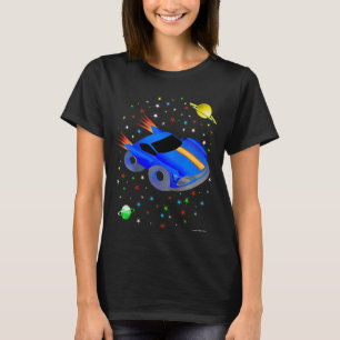 Kids RACE CAR ROCKET in Space Fun Science Unique J T-Shirt
