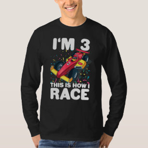 Kids Racing Car 3rd Birthday 3 Three Toddler Formu T-Shirt