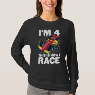 Kids Racing Car 4th Birthday 4 Four Toddler Formul T-Shirt