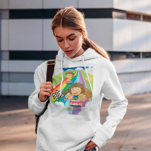 Kids Racing On A Rainbow Hoodie