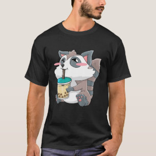 Kids Racoon Bubble Tea Boba Drink Kawaii Cute Gif T-Shirt