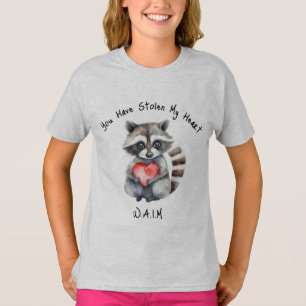 Kids racoon with heart shirt