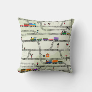 Kids Railway: Funny Seamless Pattern Cushion