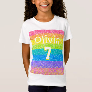Kids Rainbow Birthday Editable Text Design T-Shirt
