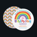 Kids Rainbow Birthday Party Colourful Pretty Girls Invitation<br><div class="desc">Kids Rainbow Birthday Party Colourful Pretty Girls Invitation. You are invited to a colourful birthday party! Personalise this rainbow invitation with name, age and party details. Perfect for a rainbow themed birthday for a little girl. The back of the invitation features a beautiful pattern of birthday rainbows. Red, orange, yellow,...</div>