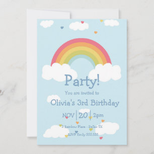 Kids Rainbow Birthday Party Invitation