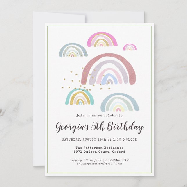 Kids Rainbow Birthday Party Invitation (Front)