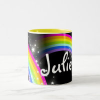 Kids rainbow black custom name mug