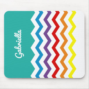 Kids Rainbow Chevron Colourful Fun Personalised Mouse Pad