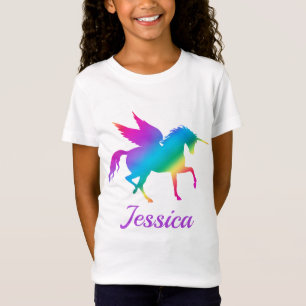 Kids Rainbow Gradient Unicorn Silhouette T-Shirt