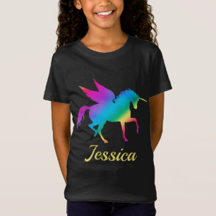Kids Rainbow Gradient Unicorn Silhouette T-Shirt