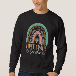 Kids Rainbow Leopard Pattern 1st Grade Girl Boy Te Sweatshirt