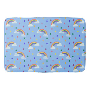 Kids Rainbow Raindrops Pattern Cute Bath Mat