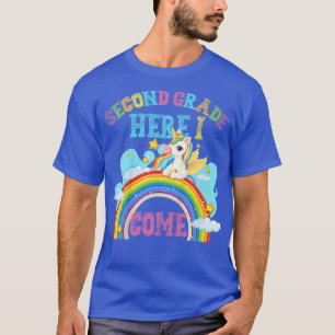 Kids Rainbow Unicorn Lover 2nd Second Grade Here I T-Shirt