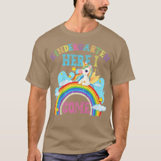 Kids Rainbow Unicorn Lover Kindergarten Here I Com T-Shirt