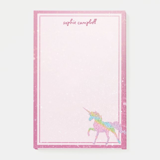 Kids Rainbow Unicorn Post-it Notes (Front)