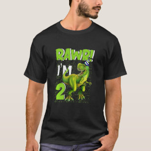 Kids Raw I'm 2 Birthday Boy  Dinosaur 2 Year Old   T-Shirt