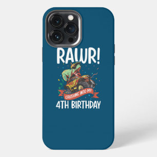 Kids Rawr Crushing Into My 4th Birthday T rex iPhone 13 Pro Max Case